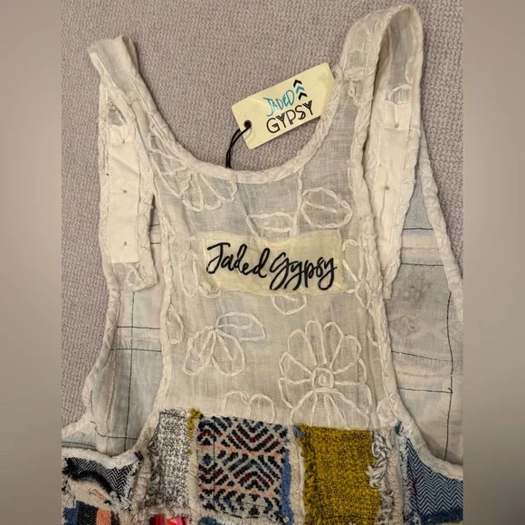 Jaded Gypsy / Patchwork of many colors overalls / Boho Jumpsuit nwt - Picture 4 of 11